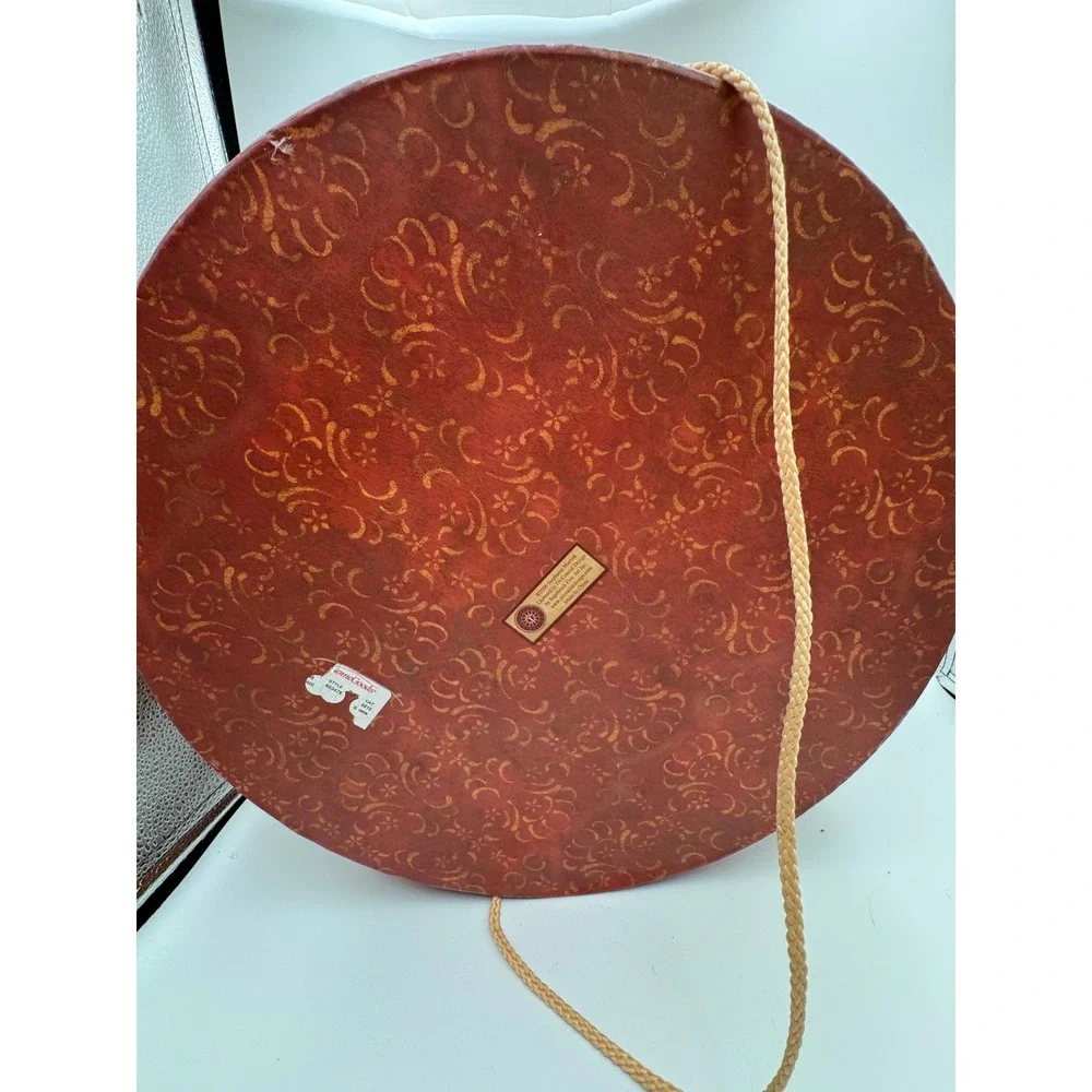 Live Laugh Love Round Decorative Storage Box Burgundy Gold Damask Hat Box Handle